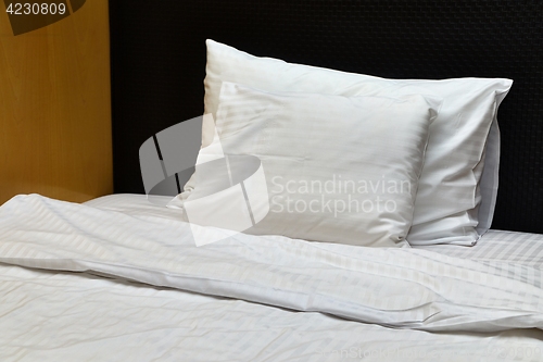 Image of Hotel bed closeup