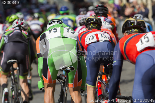 Image of Group of cyclist during the street race