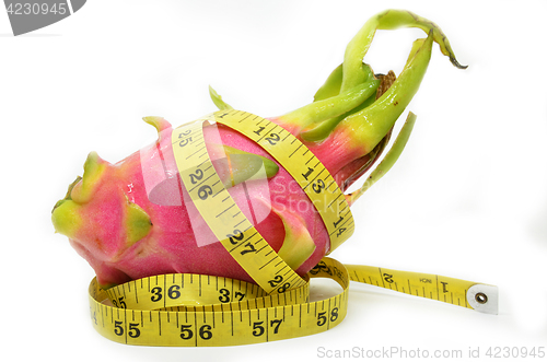 Image of Dragon fruit and measure tape