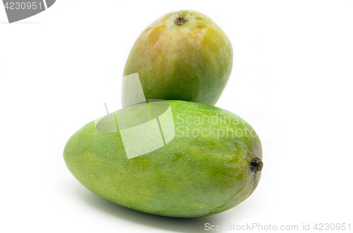 Image of Green mangoes isolated on white background