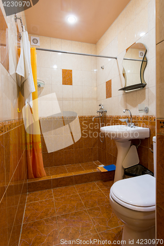 Image of Bathroom combined with toilet in the hotel, general view