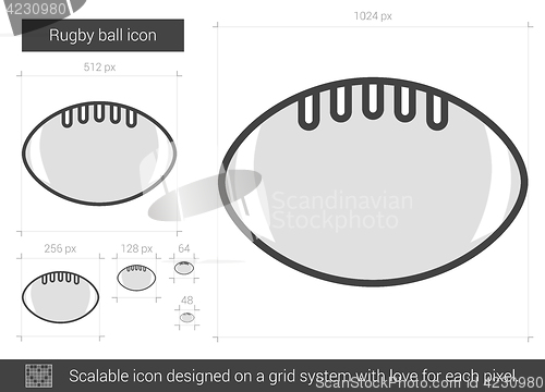 Image of Rugby ball line icon.