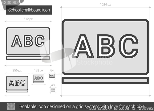 Image of School chalkboard line icon.