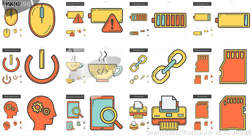 Image of Technology line icon set.