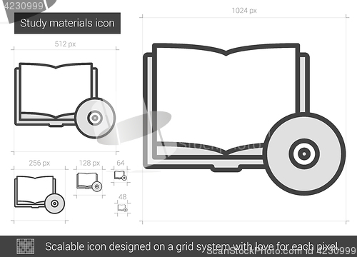 Image of Study materials line icon.