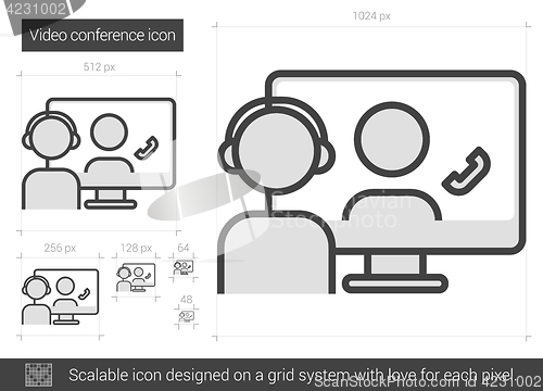 Image of Video conference line icon.