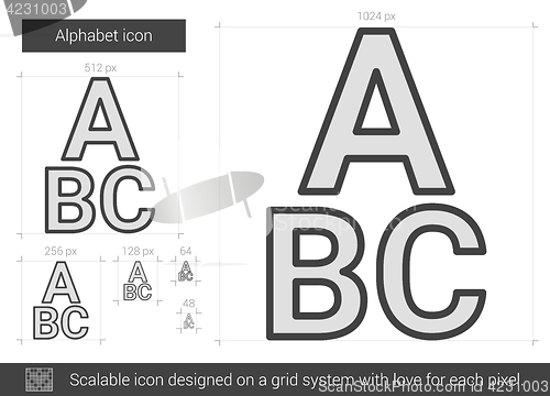 Image of Alphabet line icon.
