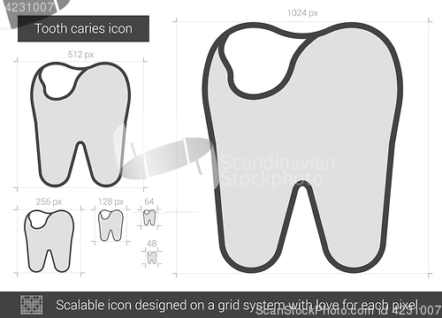 Image of Tooth caries line icon.