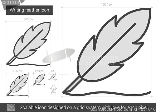 Image of Writing feather line icon.