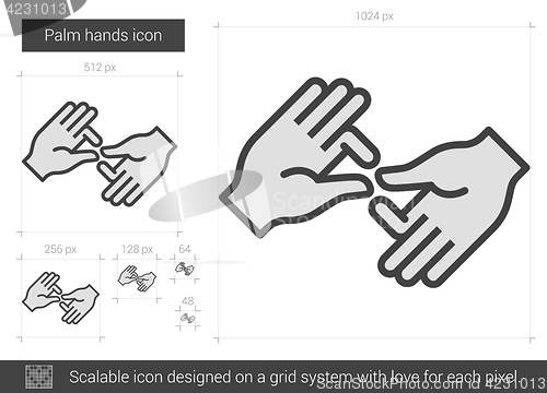 Image of Palm hands line icon.