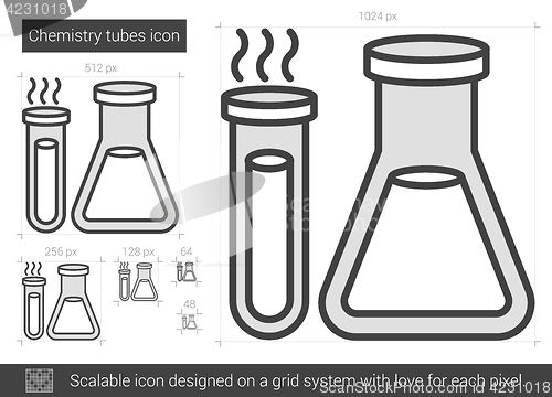 Image of Chemistry tubes line icon.