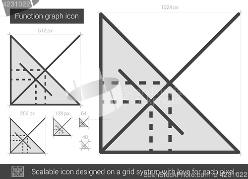 Image of Function graph line icon.