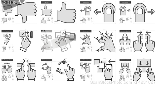 Image of Touch gestures line icon set.