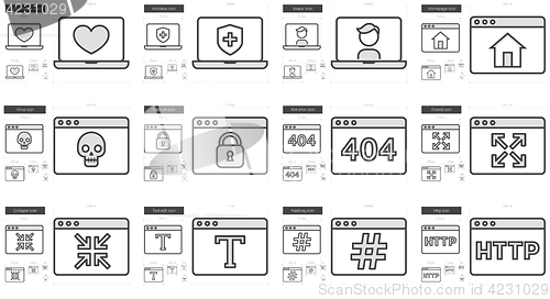 Image of Application line icon set.