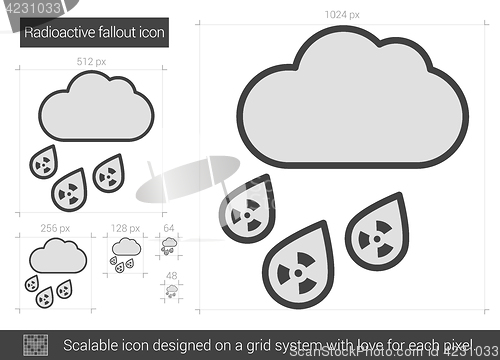 Image of Radioactive fallout line icon.