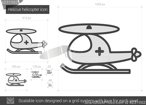 Image of Rescue helicopter line icon.