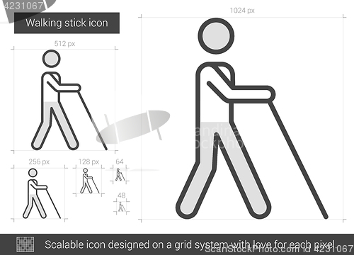 Image of Walking stick line icon.