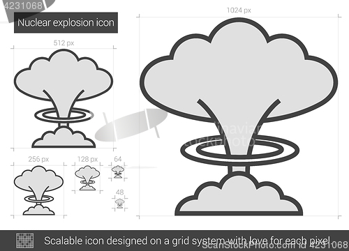 Image of Nuclear explosion line icon.