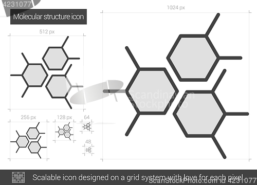 Image of Molecular structure line icon.