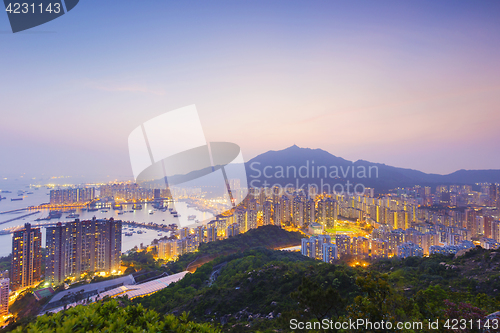 Image of Hong Kong Tuen Mun skyline and South China sea