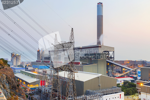 Image of Hong Kong power station at sunset