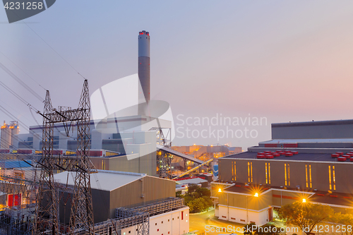 Image of Hong Kong power station at sunset