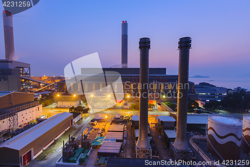 Image of Hong Kong power station at sunset