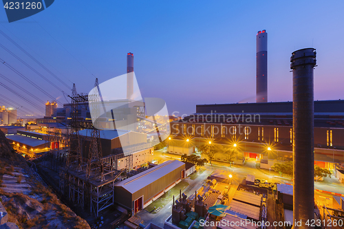 Image of Hong Kong power station at sunset