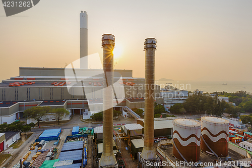 Image of Hong Kong power station at sunset