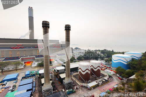 Image of Hong Kong power station at sunset