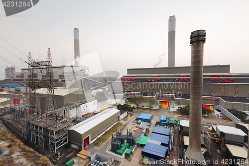 Image of Hong Kong power station at sunset