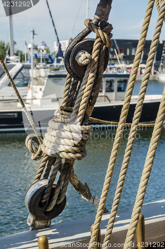 Image of Rigging on the deck of an old sailing ship