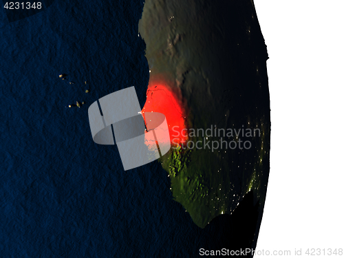 Image of Senegal from space during dusk