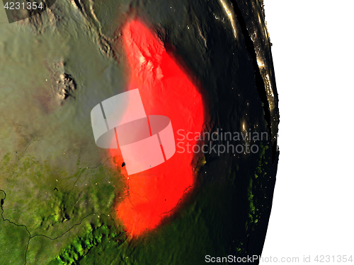 Image of Chad from space during dusk