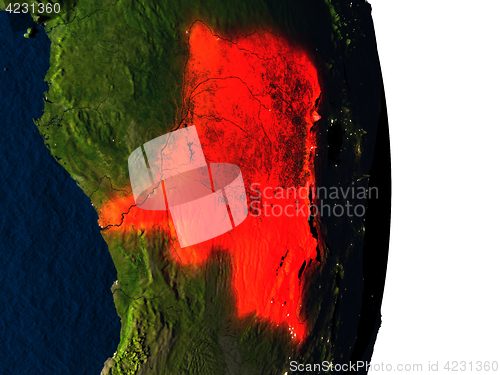 Image of Democratic Republic of Congo from space during dusk