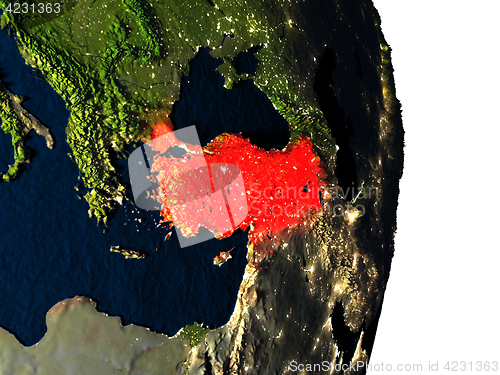 Image of Turkey from space during dusk