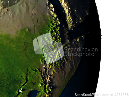 Image of Ethiopia from space during dusk