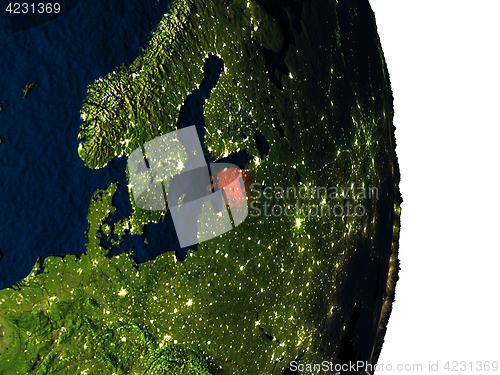 Image of Estonia from space during dusk