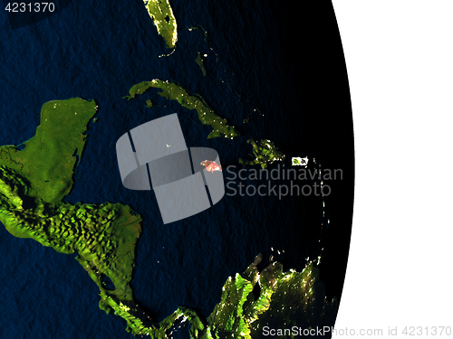 Image of Jamaica from space during dusk