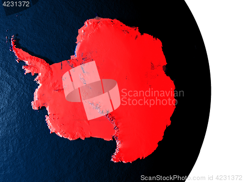 Image of Antarctica from space during dusk