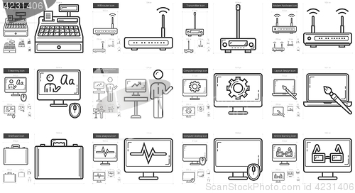 Image of Technology line icon set.