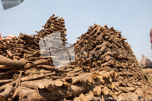 Image of Wood stacked for burning at Manikarnika Ghat