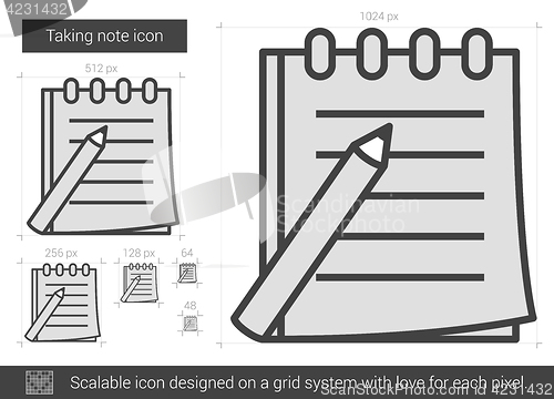 Image of Taking note line icon.