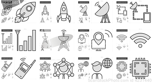 Image of Technology line icon set.