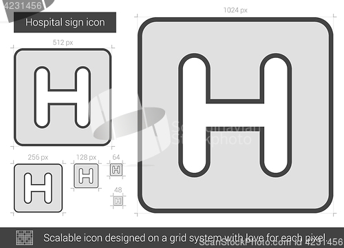 Image of Hospital sign line icon.