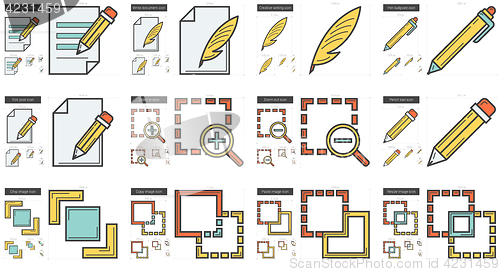 Image of Content Edition line icon set.