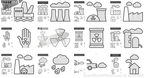 Image of Ecology biohazard line icon set.