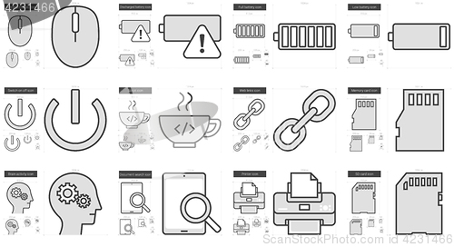 Image of Technology line icon set.