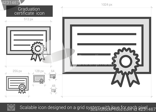 Image of Graduation certificate line icon.