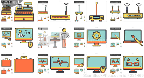 Image of Technology line icon set.